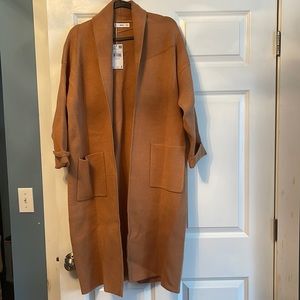 Mango Tan oversized knit coat with pockets